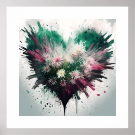 Póster Corazón de flores