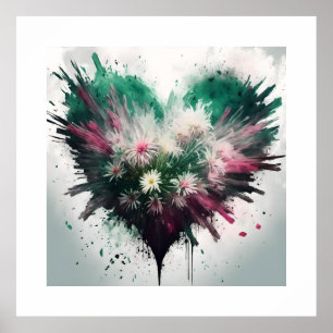 Póster Corazón de flores