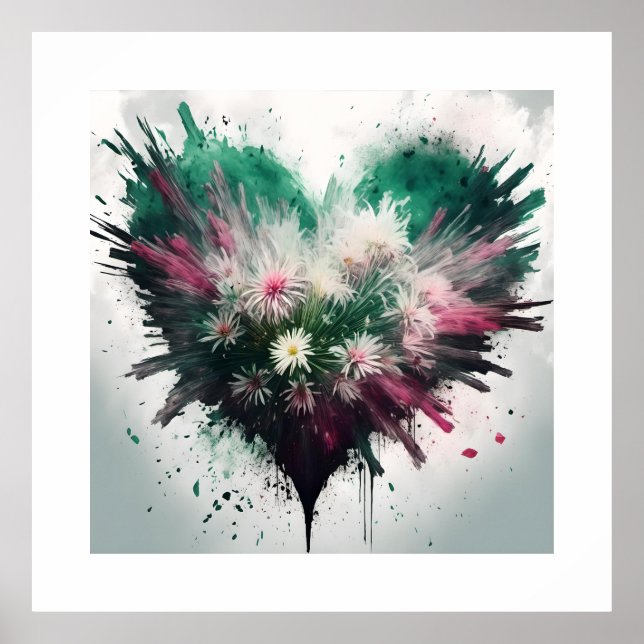 Póster Corazón de flores (Frente)