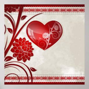 Póster Corazón de flores