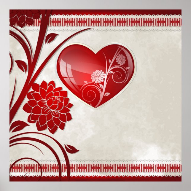Póster Corazón de flores (Frente)