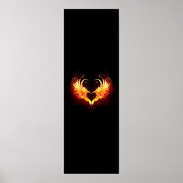 Póster Corazón de Fuego Ángel con Alas (Frente)