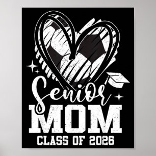 Póster Corazón de graduación de fútbol de mamá senior de 