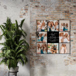Póster Corazón de guiones lindo moderno fotos de los mejo<br><div class="desc">Corazón de guiones lindo moderno multi fotos mejores amigos simple decoración minimalista elegante decoración de hogar regalo de poster blanco y negro.</div>
