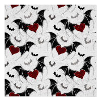 Corazón de Halloween con alas de murciélago negro