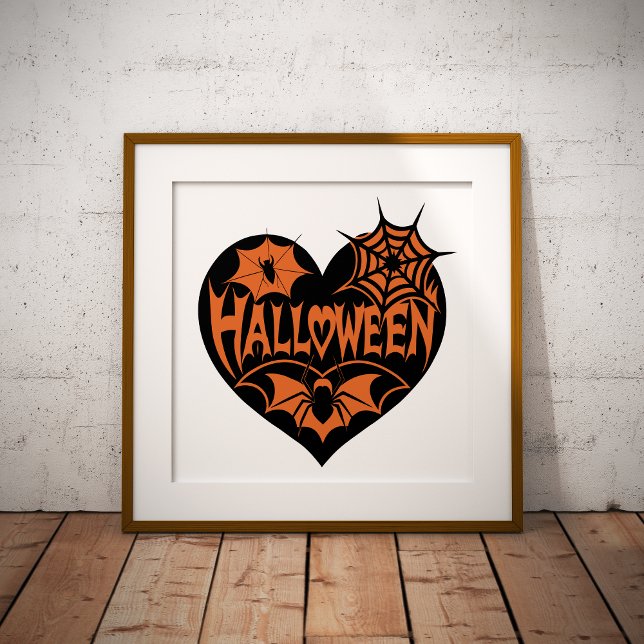 Póster Corazón de Halloween, forma de corazón negro, tela (Subido por el creador)