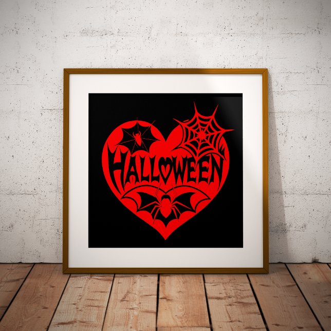 Póster Corazón de Halloween, forma de corazón rojo, telar (Subido por el creador)