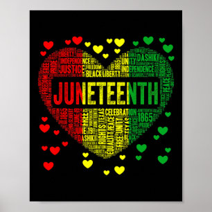 Póster Corazón de historia negra Junetdecia Melanin Ame a