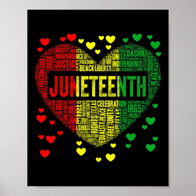 Póster Corazón de historia negra Junetdecia Melanin Ame a (Frente)