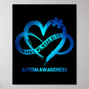 Póster Corazón de Infinito de Conciencia del Autismo En A