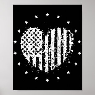 Póster Corazón de la bandera americana 4 de julio 