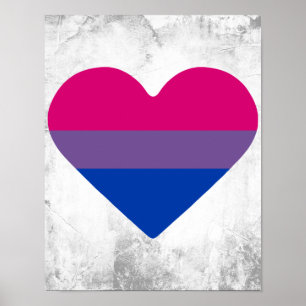 Póster Corazón de la Bandera del Orgullo Bisexual