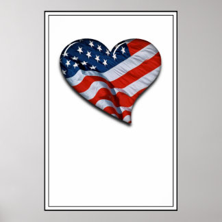 Póster Corazón de la bandera estadounidense