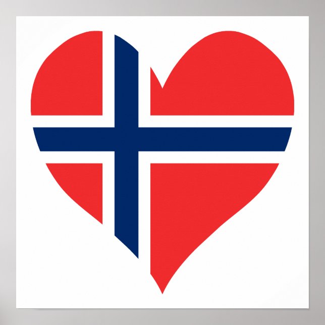 Póster Corazón de la bandera noruega (Frente)