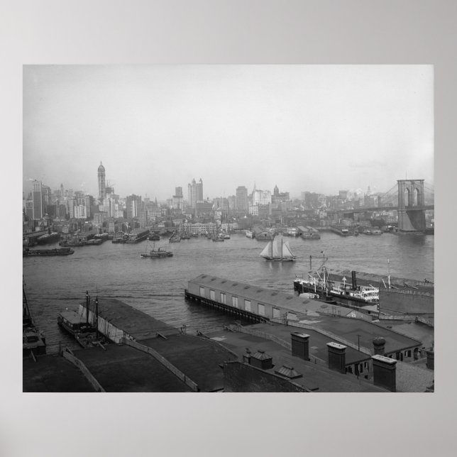 Póster Corazón de la ciudad de Nueva York desde Brooklyn (Frente)