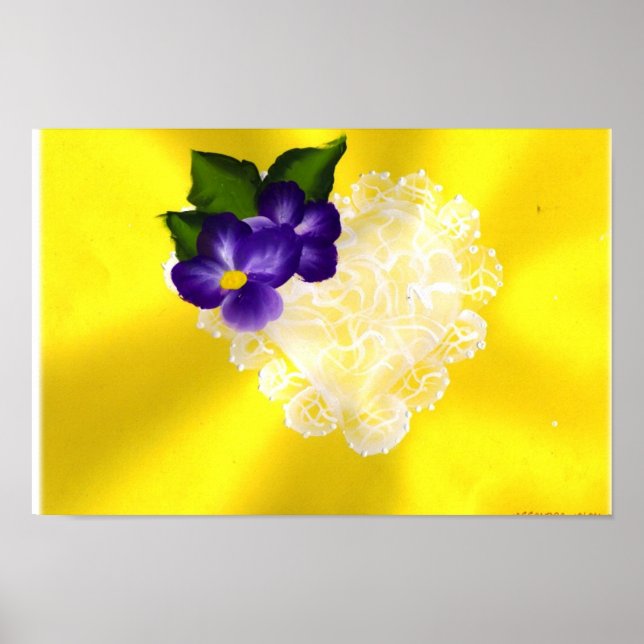 PÓSTER CORAZÓN DE LACY CON FLORES DE PURPLE (Frente)