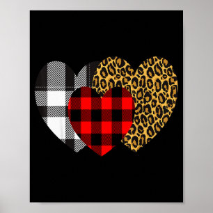 Póster Corazón de leopardo Búfalo Cuadro Rojo Negro Coraz