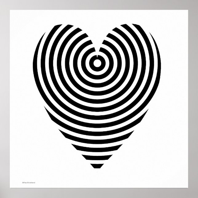 Póster Corazón de los Círculos Blanco y Negro (Frente)