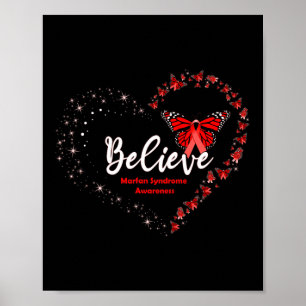 Póster Corazón de Mariposa Cree Cinta Roja Síndrome de Ma