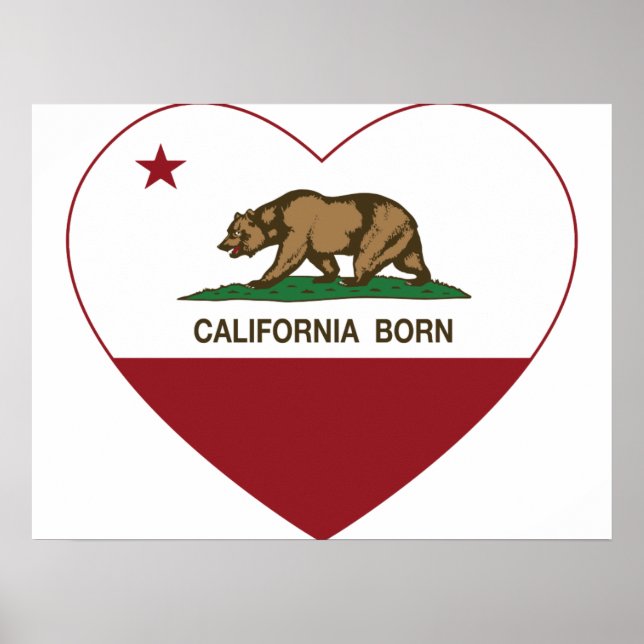 Póster Corazón de nacimiento de California (Frente)