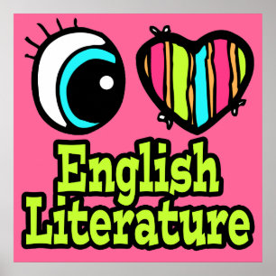 Póster Corazón de Ojo Brillante Amo la Literatura Inglesa