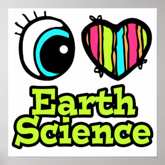 Póster Corazón de ojos brillante me encanta la ciencia de