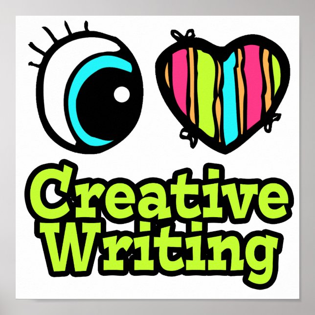 Póster Corazón de ojos brillante me encanta la escritura  (Frente)