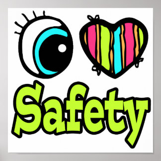 Póster Corazón de ojos brillante me encanta la seguridad