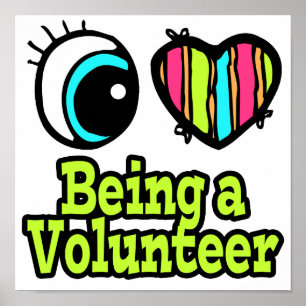 Póster Corazón de ojos brillante me encanta ser voluntari