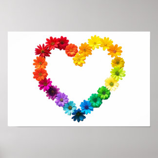 Póster Corazón de orgullo hecho con flores de arcoiris