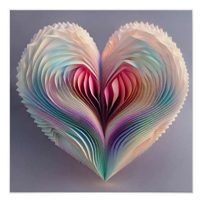 Póster Corazón de Origami (Anverso)