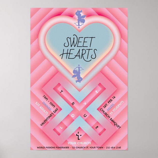 Póster Corazón de Origami X Corazones dulces (Frente)