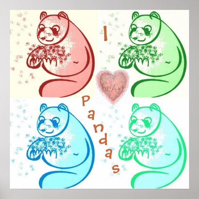 Póster Corazón de Pandas (Frente)