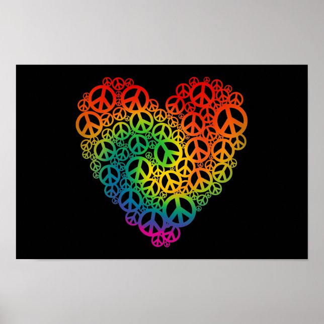 Póster Corazón de paz del arco iris (Frente)
