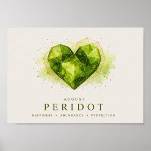 Póster Corazón de Peridoto de Agosto Piedra de Nacimiento