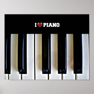 Póster Corazón de Piano con teclas de piano