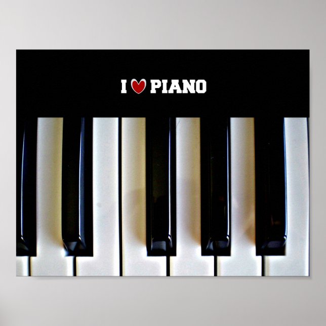 Póster Corazón de Piano con teclas de piano (Frente)