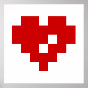 Póster Corazón de píxel Amor de 8 bits