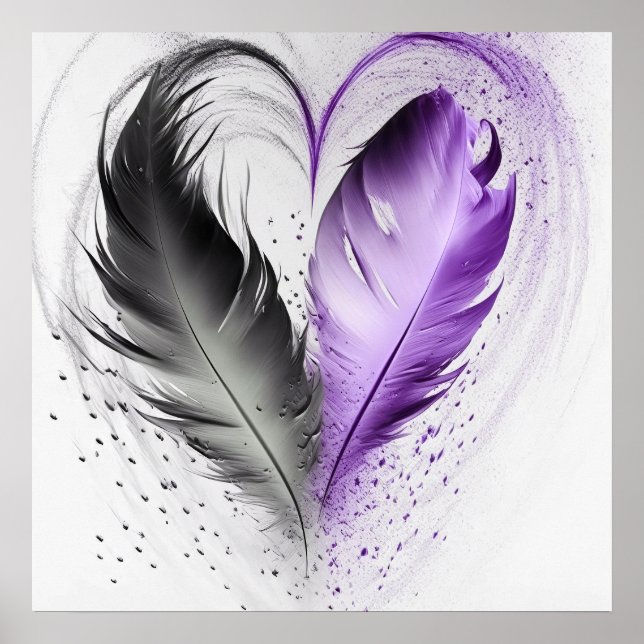 Póster Corazón de pluma - Púrpura (Frente)