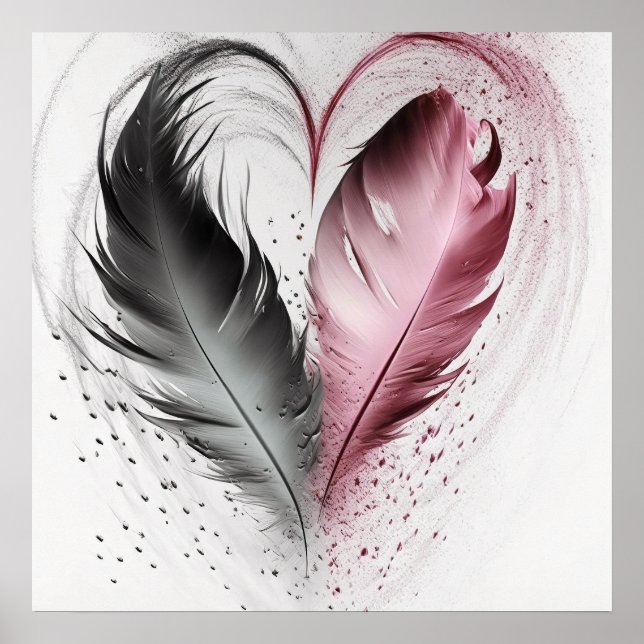 Póster Corazón de pluma - Rojo (Frente)