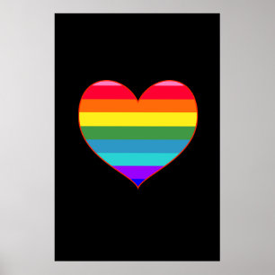 Póster Corazón de rayas arcoiris