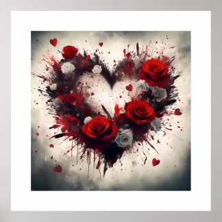 Póster Corazón de Rosas