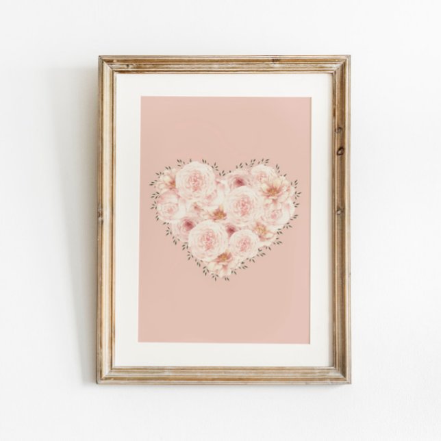 Póster Corazón de Rosas de acuarela (Subido por el creador)