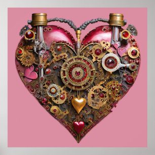 Póster Corazón de Streampunk Rubí San Valentín