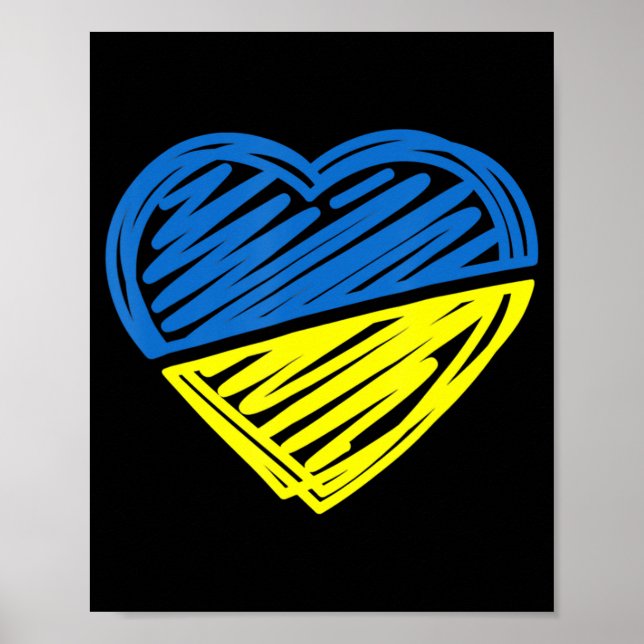 Póster Corazón de Ucrania, apoyo la bandera ucraniana (Frente)