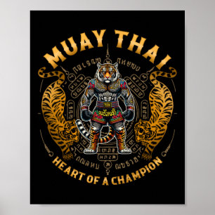 Póster Corazón de un campeón - Kickboxing y Tigre de Muay