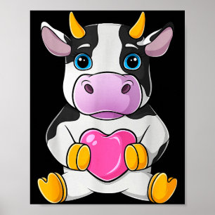 Póster Corazón de Vaca Lindo Día de San Valentín Granja A