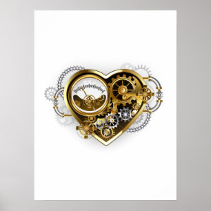 Póster Corazón de vapor con un manómetro