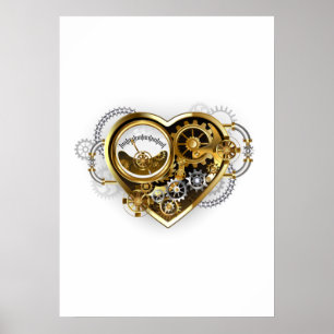 Póster Corazón de vapor con un manómetro
