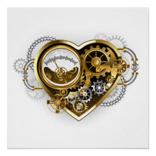 Póster Corazón de vapor con un manómetro